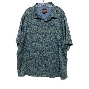 Alesbury Tropical Button Down Shirt Mens 3XL Linen Safari Summer Hawaiian Surf